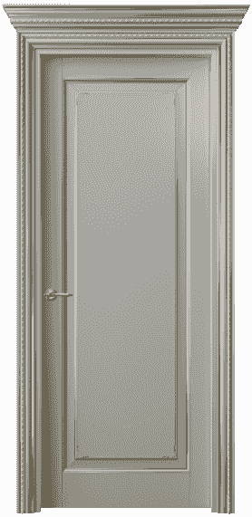 Дверь межкомнатная 6201 БНСРП. Цвет Бук нейтральный серый с позолотой. Материал  Массив бука эмаль с патиной. Коллекция Royal. Картинка.