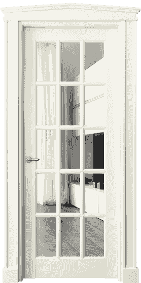 Дверь межкомнатная 6311 МБМ Зеркало. Цвет Бук молочно-белый. Материал Массив бука эмаль. Коллекция Toscana Grigliato. Картинка.