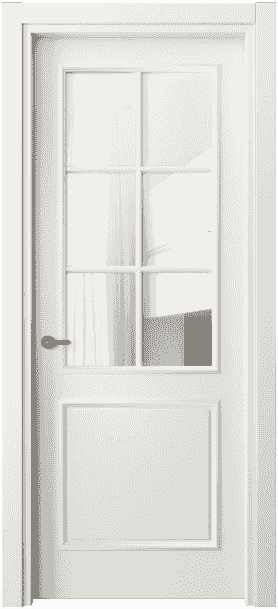 Дверь межкомнатная 8122 МЖМ Прозрачное стекло. Цвет Матовый жемчужный. Материал Гладкая эмаль. Коллекция Paris. Картинка.