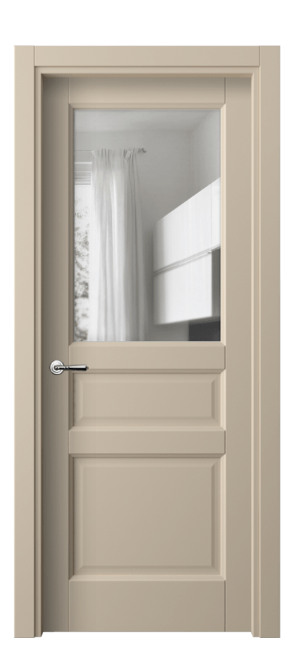 Межкомнатная дверь Galant 1432 ПЭТ светло-бежевый Прозрачное стекло Цена 26959 ₽ | Volhovec