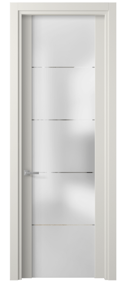 Межкомнатная дверь Планум 4114 ПЭТ белоснежный Сатинированное стекло с гравировкой «КВАДРО», триплекс Цена 32539 ₽ | Volhovec