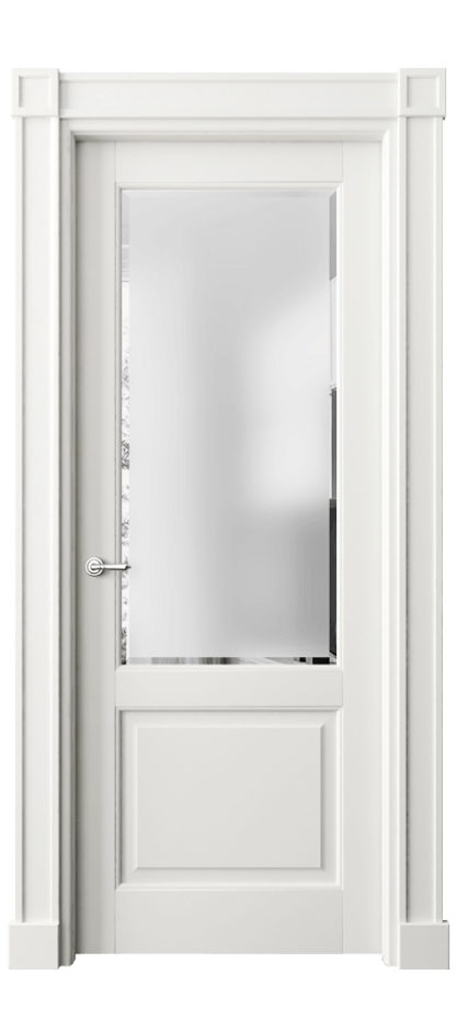 Межкомнатная дверь Тоскана Плано 6302 Матовый серый Сатинированное стекло с фацетом Цена 129639 ₽ | Volhovec