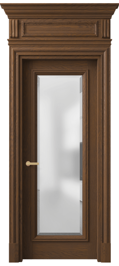 Межкомнатная дверь Antique 7300 Дуб каштановый матовый Сатинированное стекло с фацетом Цена 266349 ₽ | Volhovec