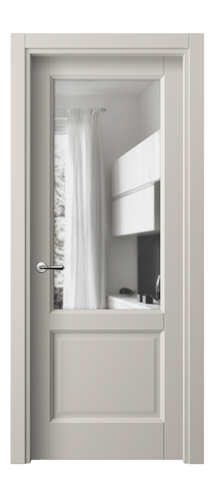 Межкомнатная дверь Galant 1422 ПЭТ светло-серый Прозрачное стекло, 4 мм Цена 5131640 so'm | Volhovec