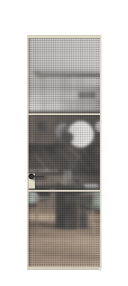 Алюминиевая дверь АЛПЛ040.03 Алюминий бежево-серый Декоративное стекло с сеткой "Mesh silver", триплекс Цена 26465110  | Volhovec