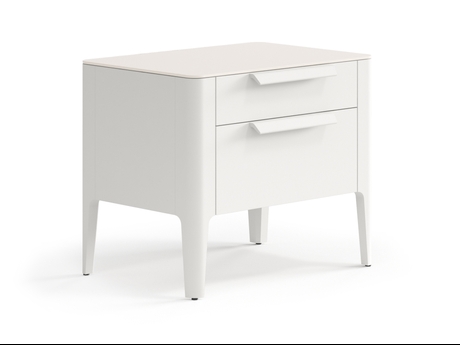 Мебель Тумба прикроватная Piega 2 ящика. Цвет Матовый тёплый серый. Материал Гладкая эмаль. Коллекция Тумба прикроватная Piega 2 ящика. Картинка.