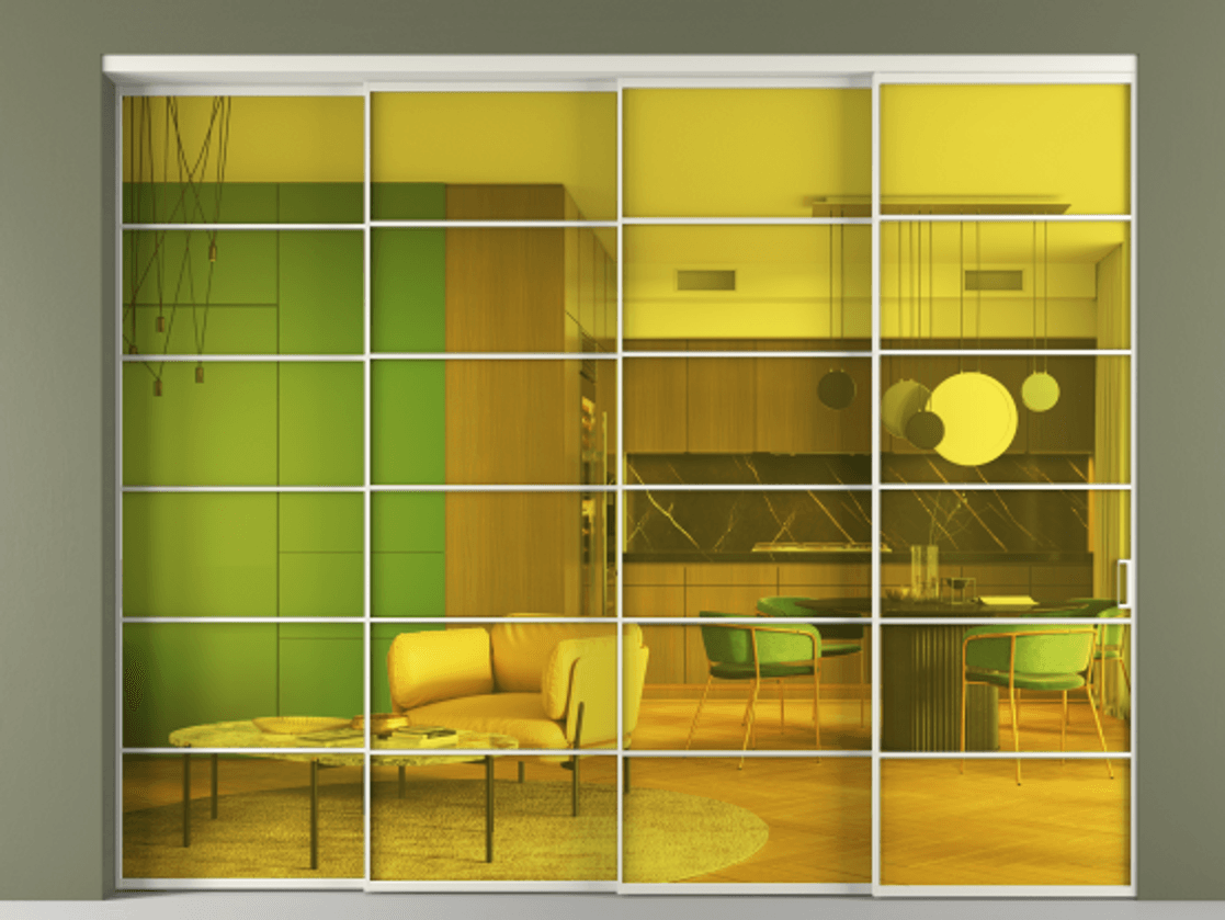 Перегородка Formato внутри проёма телескопик синхро 3 АЛПР 040.04 Алюминий Белый Прозрачное жёлтое стекло, триплекс. Скрытый короб БЕЛ Цена 465780 ₽ 1. Полотно 4 шт. (800/2100 мм)
2. Комплект установки раздвижной системы
3. Базовый комплект фурнитуры
4. Комплект фурнитуры телескопик синхро-3
5. Ручка RONDO
. Фабрика дверей Волховец 8 (800) 551 43 19 Перегородка Formato внутри проёма телескопик синхро 3 АЛПР 040.04 Алюминий Белый Прозрачное жёлтое стекло, триплекс Цена 465780 ₽ | Volhovec