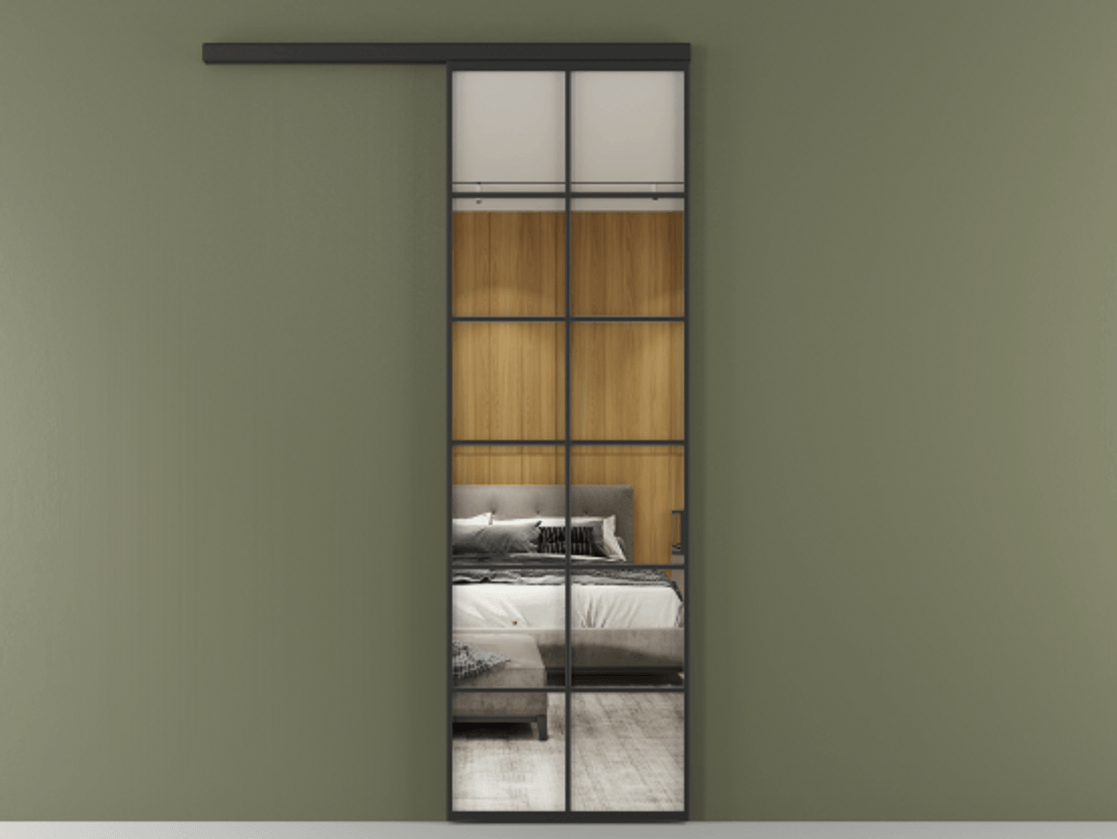 Перегородка Формато вдоль стены 1 створка АЛПР 040.05 Алюминий Черный Двустороннее зеркало, триплекс , триплекс 6 мм Цена 107820 ₽  | Volhovec