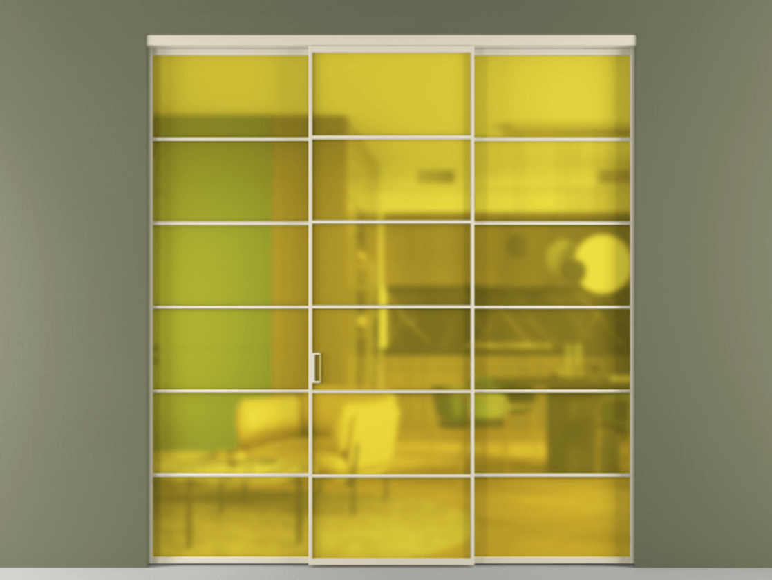 Перегородка Формато внутри проёма 3 створки АЛПР 040.04 Алюминий бежево-серый Сатинированное жёлтое стекло, триплекс. Цена 267260 ₽ 1. Полотно 3 шт. (800/2100 мм)
2. Комплект установки раздвижной системы
3. Базовый комплект фурнитуры
4.Ручка Рондо. Фабрика дверей Волховец 8 (800) 551 43 19 Перегородка Формато внутри проёма 3 створки АЛПР 040.04 Алюминий бежево-серый Сатинированное жёлтое стекло, триплекс Цена 267260 ₽ | Volhovec