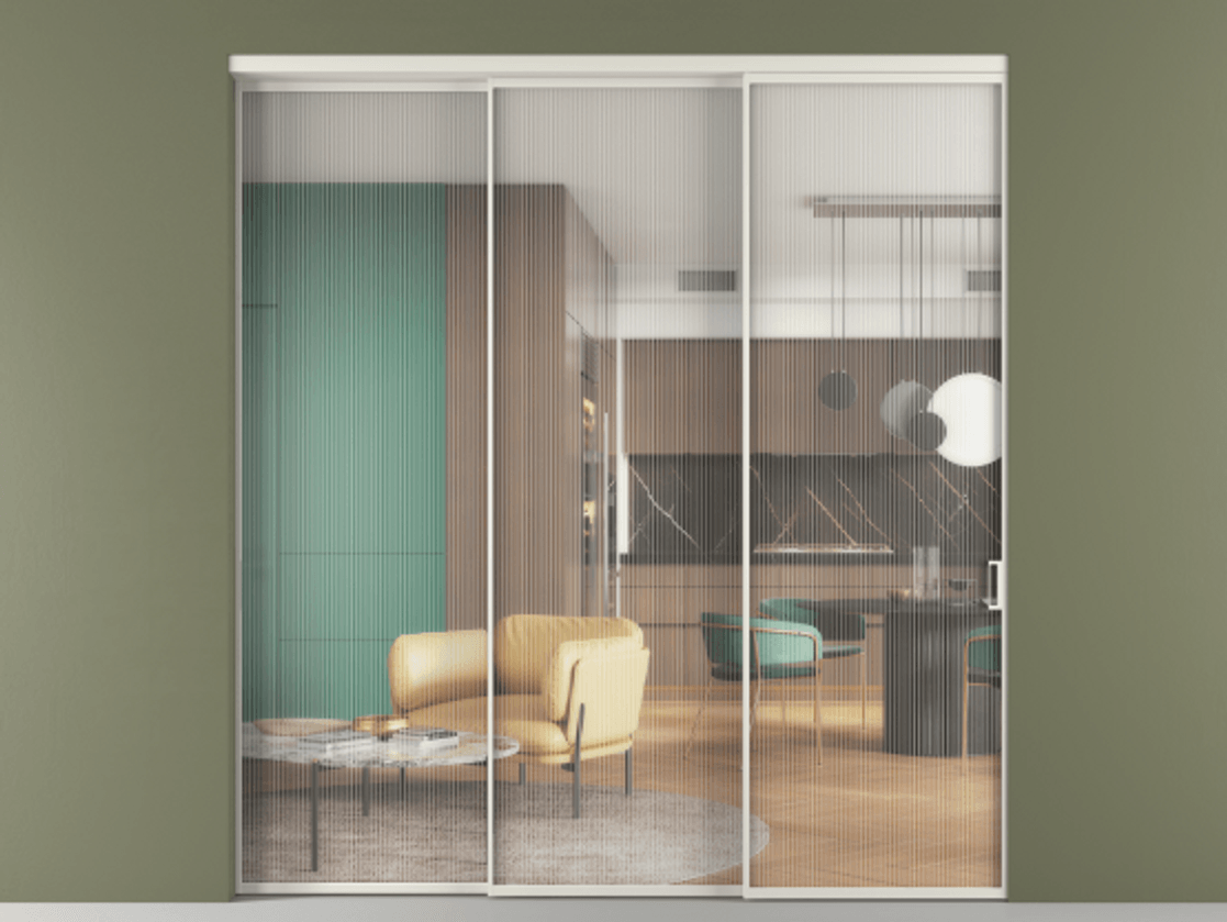 Перегородка Formato внутри проёма телескопик синхро 2 АЛПР 040.01 Алюминий Белый Рифлёное стекло "Moru", триплекс. Скрытый короб БЕЛ Цена 77119700 so'm 1. Полотно 3 шт. (800/2100 мм)
2. Комплект установки раздвижной системы
3. Базовый комплект фурнитуры
4. Комплект фурнитуры телескопик синхро-2
5.Ручка RONDO
. Фабрика дверей Волховец 8 (800) 551 43 19 Перегородка Formato внутри проёма телескопик синхро 2 АЛПР 040.01 Алюминий Белый Рифлёное стекло "Moru", триплекс Цена 77119700 so'm | Volhovec