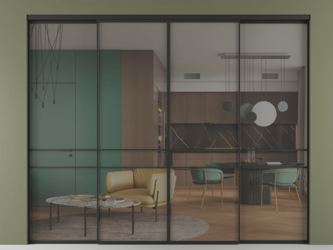 Перегородка Формато внутри проёма 4 створки АЛПР 040.02 Алюминий Черный Прозрачное серое стекло, триплекс. Скрытый короб ЧЕР Цена 2185060 AMD 1. Полотно 4 шт. (800/2100 мм)
2. Комплект установки раздвижной системы
3. Базовый комплект фурнитуры
4.Ручка Рондо. Фабрика дверей Волховец 8 (800) 551 43 19 Перегородка Формато внутри проёма 4 створки АЛПР 040.02 Алюминий Черный Прозрачное серое стекло, триплекс Цена 2185060 AMD | Volhovec