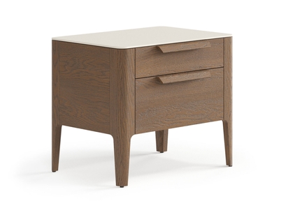 Мебель Тумба прикроватная Piega 2 ящика. Цвет Дуб туманный матовый. Материал Массив дуба матовый. Коллекция Тумба прикроватная Piega 2 ящика. Картинка.