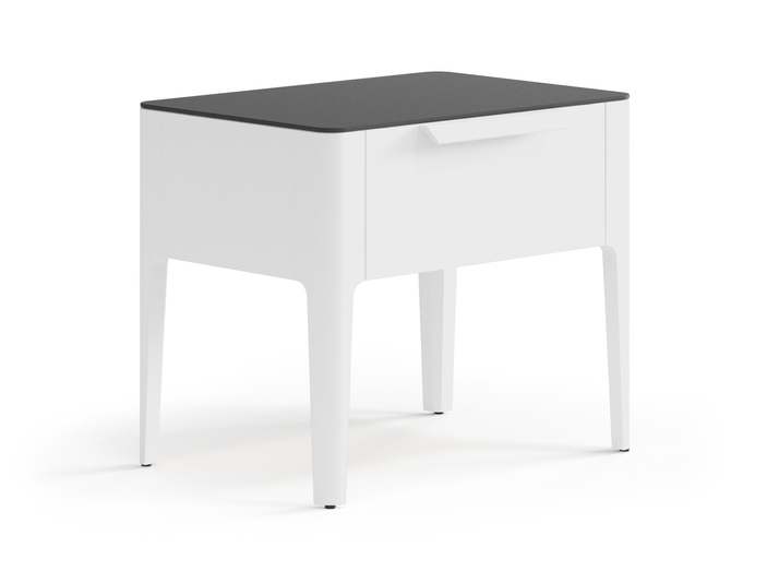 Мебель Тумба прикроватная Piega 1 ящик. Цвет Матовый светло-серый. Материал Гладкая эмаль. Коллекция Тумба прикроватная Piega 1 ящик. Картинка.