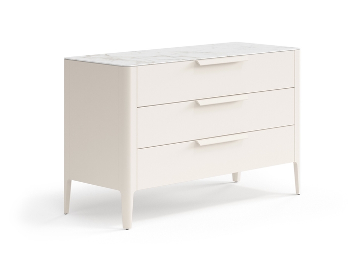 Мебель Комод Piega 3 ящика. Цвет Матовый бежево-серый. Материал Гладкая эмаль. Коллекция Комод Piega 3 ящика. Картинка.