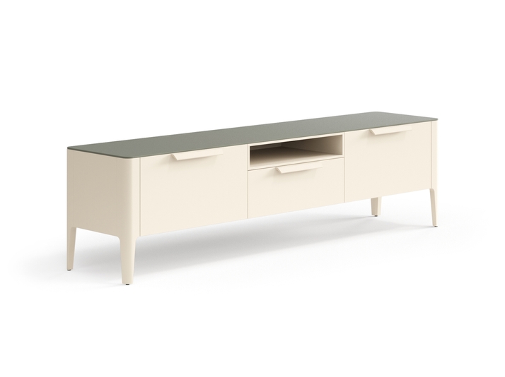 Мебель ТВ тумба Piega. Цвет Матовый светло-бежевый. Материал Гладкая эмаль. Коллекция ТВ тумба Piega. Картинка.