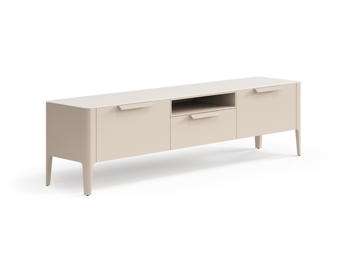 Мебель ТВ тумба Piega. Цвет Матовый бисквитный. Материал Гладкая эмаль. Коллекция ТВ тумба Piega. Картинка.