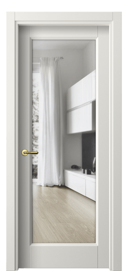 Дверь межкомнатная 1402 ПЭБЛ Прозрачное стекло. Цвет ПЭТ белоснежный. Материал ПЭТ. Коллекция Галант. Картинка.