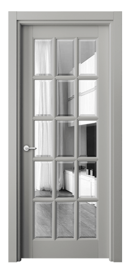 Дверь межкомнатная 6311 БНСР Зеркало с фацетом. Цвет Бук нейтральный серый. Материал Массив бука эмаль. Коллекция Toscana Grigliato. Картинка.