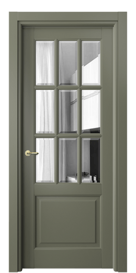 Дверь межкомнатная 6312 БОТ Зеркало с фацетом. Цвет Бук оливковый тёмный. Материал Массив бука эмаль. Коллекция Toscana Grigliato. Картинка.