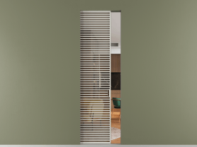 Алюминевая перегородка АЛПР 040.07 БЕЛ Бронза триплекс. Цвет Алюминий Белый. Материал Алюминий. Коллекция Перегородка Formato скрытый пенал 1 створка. Картинка.