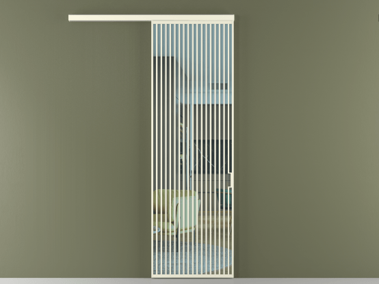 Алюминевая перегородка АЛПР 040.06_АМБ_ПРОЗ ГОЛ_new. Цвет Алюминий молочно-белый. Материал Алюминий в эмали. Коллекция Перегородка Formato вдоль стены 1 створка. Картинка.