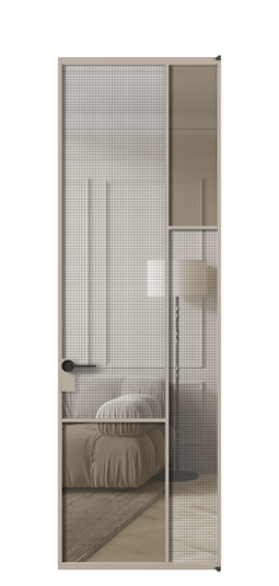 Межкомнатная дверь АЛПЛ041.12 АБСК MS+Бронза триплекс. Цвет Алюминий бисквитный. Материал Алюминий в эмали. Коллекция Mosaic. Фото. Дверь межкомнатная АЛПЛ041.12 АБСК MS+Бронза триплекс. Цвет Алюминий бисквитный. Материал Алюминий в эмали. Коллекция Mosaic. Картинка.