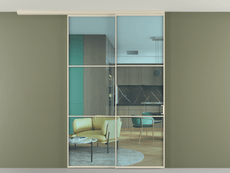 Перегородка Formato вдоль стены на потолок 2 створки с синхронным механизмом